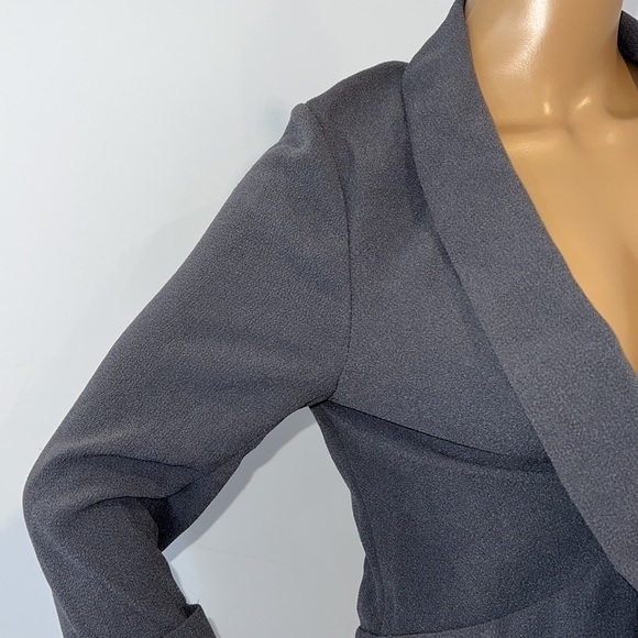 Aritzia Wilfred Grey Chevalier  Open Front Silk Blazer Jacket Coat size 4 - Picture 4 of 13